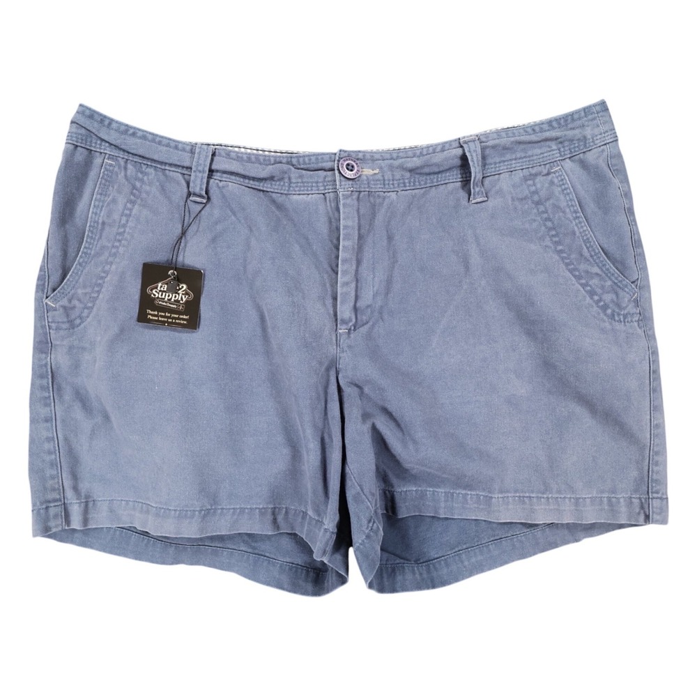 Natural Reflections Shorts Womens 14 Blue Cotton Casual Chino Summer Classic